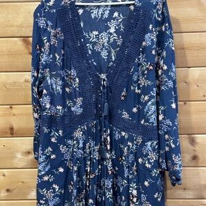 Torrid Blue Floral Print Top
